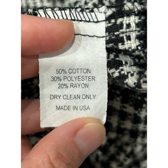 Elizabeth Gillett NYC Womens Black  White Houndstooth Crop Jacket Open Front - Picture 6 of 10